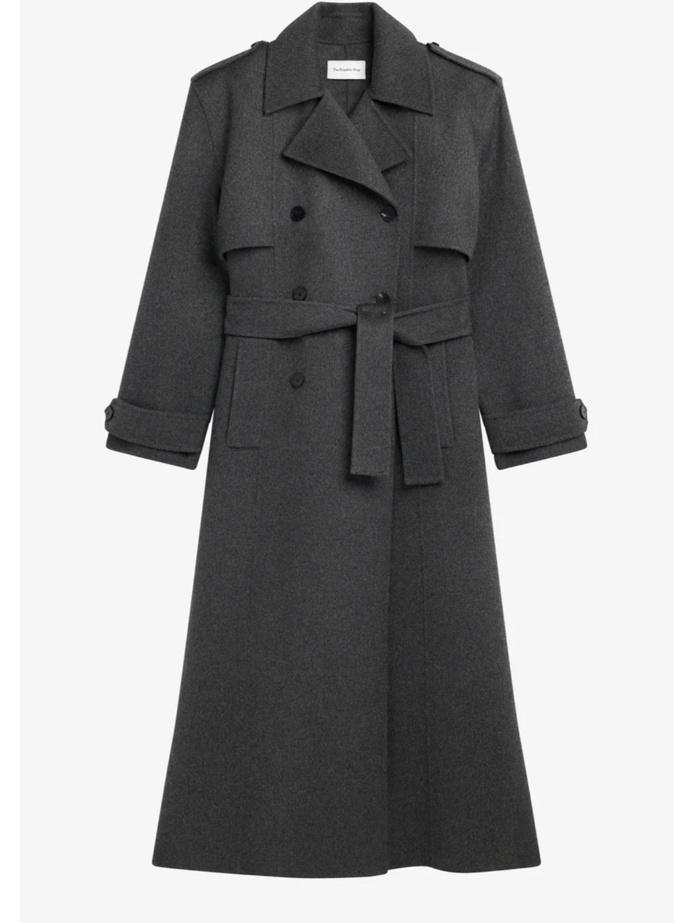 The Frankie Shop Nicola Padded  Wool & Cashmere Trench Coat Grey